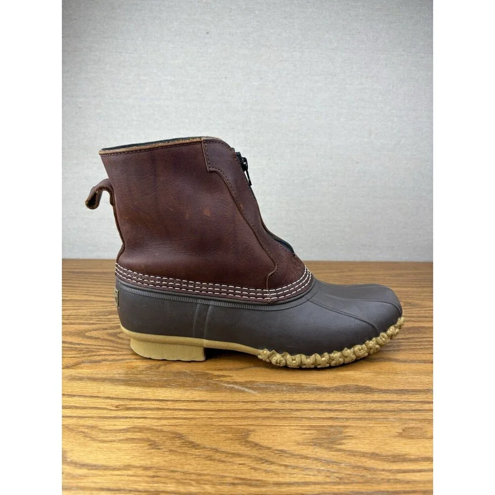 LL Bean Front Zip Duck Boots Mens 9 D Fleece Lined Buffalo Plaid Insulated USA